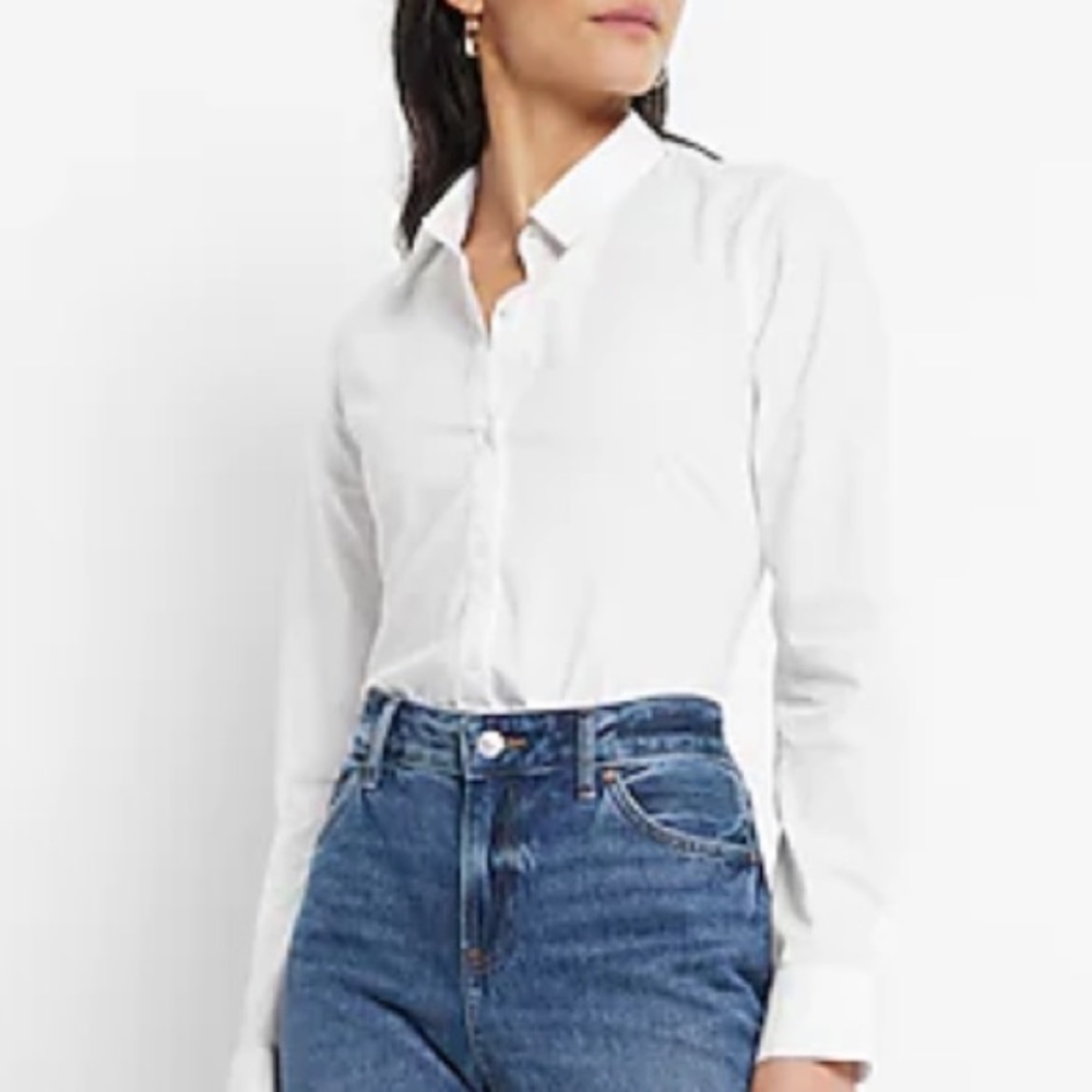 NWT Express Slim Long Sleeve Button Front Shirt